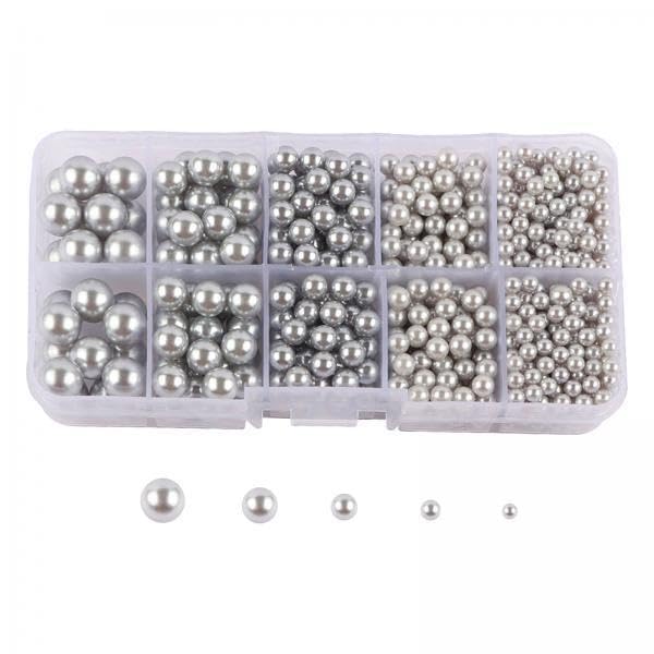 SNAPPSY 5xArtificial Pearl Beads No Hole 4/5/6/8/10mm for Hats Table Scatter Clothes Gray-picture-20