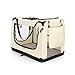 Fudajo Faltbare Transportbox für Hunde, Katzen XXXL (101x68x70cm), robust, leicht, sicher, Hundebox mit Tragegriff und Decke, Beige