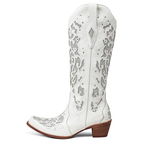 SaraIris White Cowgirl Boots for Women - Cowboy Western Sparkly Boot by SaraIris - Used condition - Image 2