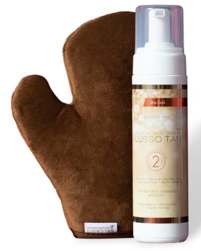 Flawless Tan Kit Gift Set - By Lusso Tan - Tanning Ritual For Your Flawless Tanned Body, Face & Hands. Ultra Dark-Tone Self Tan Mousse And Velvet Application Soft, Double Sided Tanning Mitt