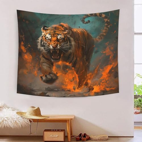 Tapisserie murale tigre 3D grand tissu decoration murale chambre et dortoir salon