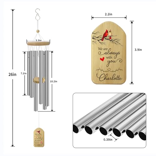 Image of ASTARIN Personalized Wind Chimes for Outside Deep Tone,Customized Windchime Outdoors, Chimes for Outdoors,Sympathy Wind Chimes Memorial for Mom Dad, memory