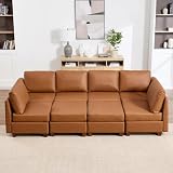 MastonHome U Shaped Modular Sectional Sofa Cloud Couch with Storage, Faux Leather Sectional Couch for Living Room Furniture, Apartment