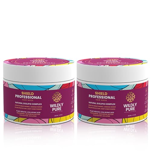 Image of Wildly Pure Professional Natural Keratin Hair Spa Mask | With Plant Keratin & Hyaluronic Acid |7 days of Deep Conditioning | 8 Weeks of Color Protection | 33% Reduction in hair Loss | 200mL x 2 (Shield)