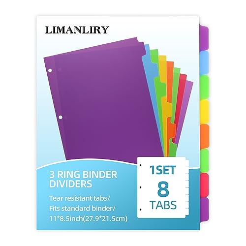 Limanliry 3 Set Plastic Binder Dividers With Tabs,Multicolor Index cover