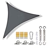 Sun Shade Sail Triangle 3x3x3m Sunshade Cloth Waterproof Anti-UV Sunscreen Awning Canopy 98% UV Block Outdoor Garden Patio Party Backyard Yard Camping Shelters Shack Rope Fixing Kits gifts (Gray)