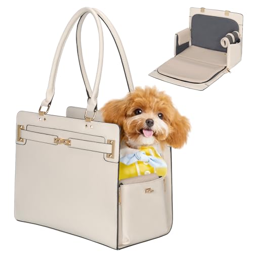 2-in-1 Stylish Dog Purse Carrier Soft-Sided Carriers Travel Tote Bag for Small Dogs Cats, Fashion...