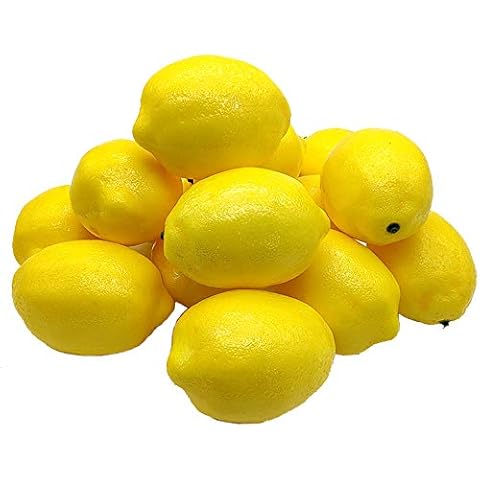Aisamco 15pcs Artificial Lemons 10cm x 7cm Faux Fruits Artificial Yellow Lemons Foam Lemon for Home Kitchen Fake Fruit Bowl Lemon Wreath Garland Decoration Cover