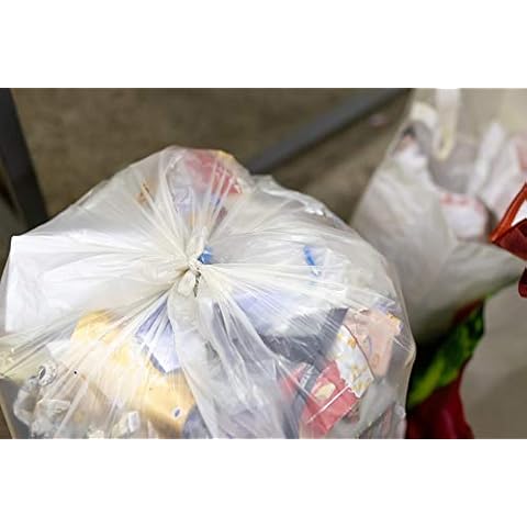 200 Clear Bin Bags - Refuse Sacks, 130 Gauge, 32.50 Micron (Heavy Duty 15kg, 45 x 72 x 97cm) Cover
