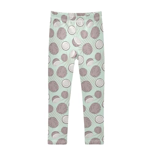 Coconut in Flat Style Girls Leggings,Workout Leggings for Girls Toddler Athletic Leggings Size for 3-10T