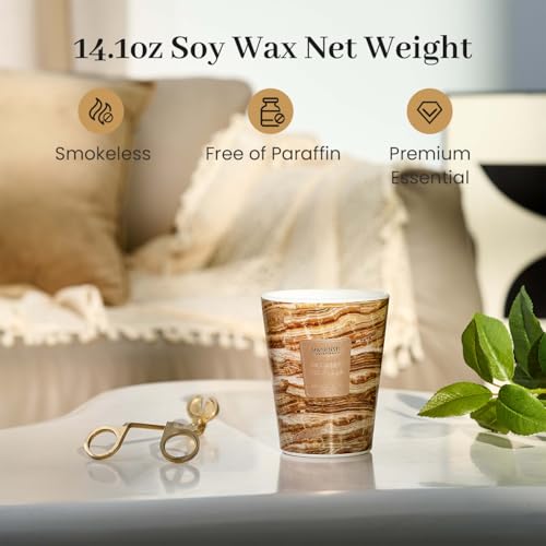 Image of M&SENSE Espresso Hot Fudge Scented Soy Candle, 3 Wick Highly Scented 14.1 Oz 75H, Aromatherapy Christmas Gift for Women and Men
