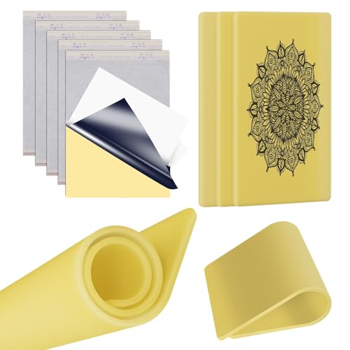 INKin 3mm Piel Sintetica Tatuaje y Papel Transfer Tattoo,3 Piezas A4 20×30cm Piel de Tatuaje de Doble Cara con 5 Piezas Papel Calco Tatuaje para Principiantes y Artistas del Tatuaje