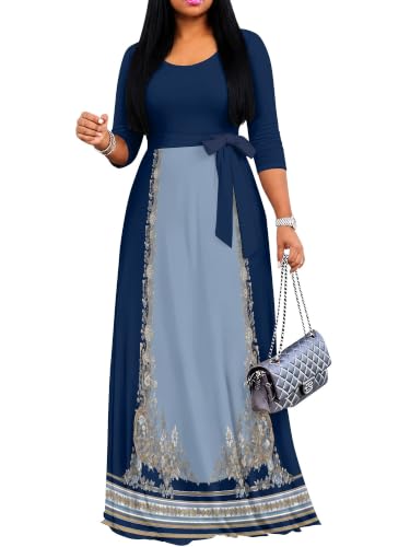 Image of Women's 3 /4 Sleeve Maxi Dress with Pockets