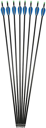 AMEYXGS 31" Fiberglass Arrows Archery Arrow Spine 500 Arrows with Removable Tips and 3-inch Rubber Feathers for Compound & Recurve Bow Target Practice/Hunting(12 pcs)