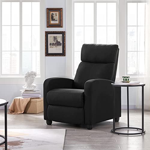 Yaheetech 2-Seat Fabric Pushback Recliner Chair With Thick Seat Cushion And Backrest Reclining Chair For Living Room Home Theater Matte Black #TOP1