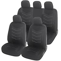 Upgrade4cars Auto-Sitzbezüge Set Universal schwarz | Auto-Schonbezüge Vordersitze & Rückbank | Auto-Sitzbezug Schwarz | Autozubehör Innenraum | Geschenke für Frauen und Männer