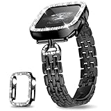 JR.DM Bracciale sottile con custodia luccicante, compatibile con cinturini Apple Watch da 45 mm + custodia da donna, elegante cinturino di ricambio a forma di D in acciaio inossidabile per iWatch