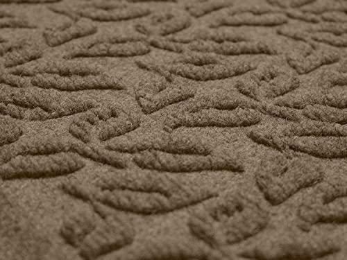 Bungalow Flooring Waterhog Door Mat, 3' x 5' Made in USA, Durable and Decorative Floor Covering, Skid Resistant, Indoor/Outdoor, Water-Trapping, Dogwood Leaf Collection, Khaki/Camel
