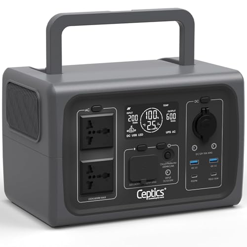 Image of Ceptics 512Wh Portable Power Generator Station, 600W Output (1200W Surge), Fast Recharge 0-100% in 90 Minutes, LiFePO4 Battery with 4000 Cycles, 230V AC Power Station for Home Backup & Outdoor Use