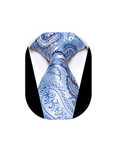 Image of YourTies Blue Paisley Tie Classic Silk Ties for Men Fashion Necktie Party in Gift Box One Size