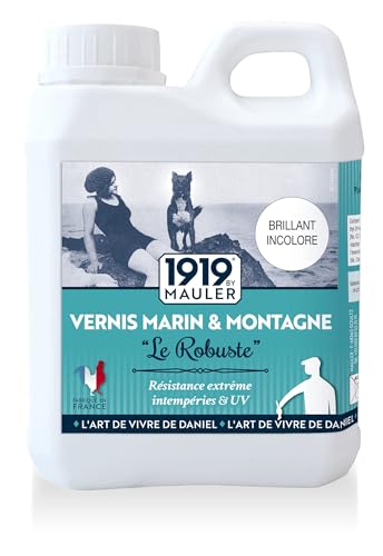 1919 BY MAULER - Vernis Marin & Montagne « Le Robuste » - Brillant Incolore - 0,5L - Bois Extérieur et Peinture - Résistance extrême intempéries & UV
