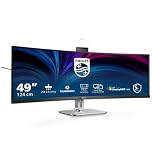 Philips 49B2U6903CH - 49 Zoll DQHD Curved Monitor, Webcam, Mikrofon, RJ45, höhenverstellbar (5120x1440, HDMI, DisplayPort, Thunderbolt 4, USB Hub) schwarz