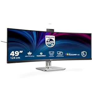 Philips 49B2U6903CH - 49 Zoll DQHD Curved Monitor, Webcam, Mikrofon, RJ45, höhenverstellbar (5120x1440, HDMI, DisplayPort, Thunderbolt 4, USB Hub) schwarz