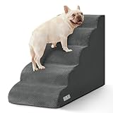 Airpanda 5 Step Dog Stairs for High Bed – Pet Steps for Small Dogs, Non-Slip Dog Ramp with Washable Cover, Pet Ladder for High Beds,Grey