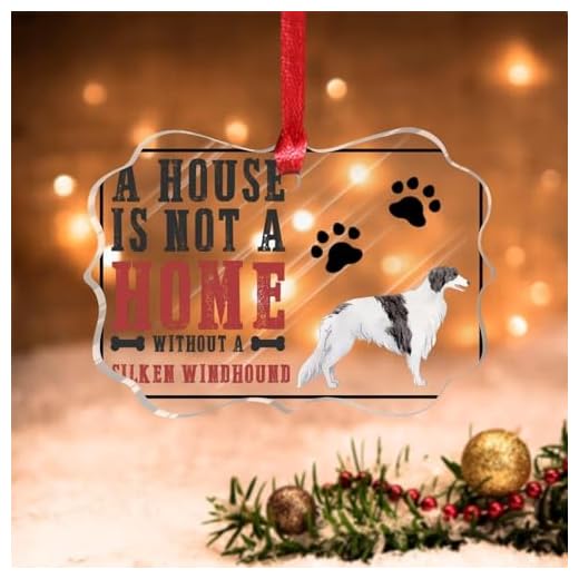 Swavecat Silken Windhound Ornament Christmas Decorations A House is Not A Home Without A Dog Acrylic Xmas Ornaments Puppy Dog Animal Christmas Ornaments Home Decor