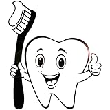 Vinyl Wall Decal Positive Cartoon Tooth Toothbrush Dental Care Stickers Large Decor (2209ig) Black