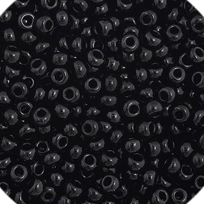 Preciosa Czech Glass Seed Beads 11/0 (2.1mm Diameter) Opaque Black - 250g Bulk Bag by Preciosa | 11/0, Czech, Glass Beads for Jewelry Making