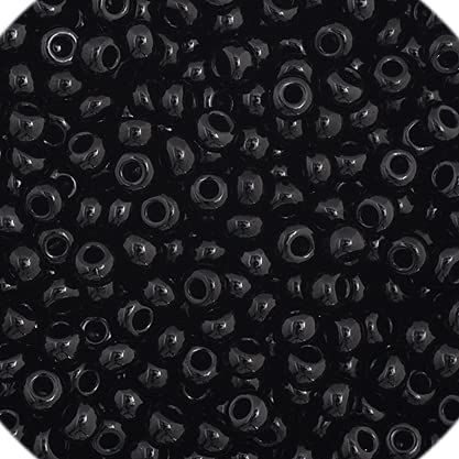 Preciosa Czech Glass Seed Beads 11/0 (2.1mm Diameter) Opaque Black - 250g Bulk Bag by Preciosa | 11/0, Czech, Glass Beads for Jewelry Making