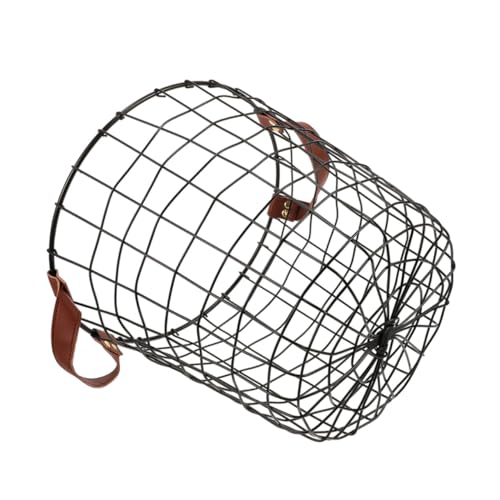 VALICLUD Cesta Metálica Grande Redonda para Leña con Asa Resistente de Hierro Ventilada y Decorativa para Almacenamiento de Mantas Ropa o Juguetes Hogar y Jardín