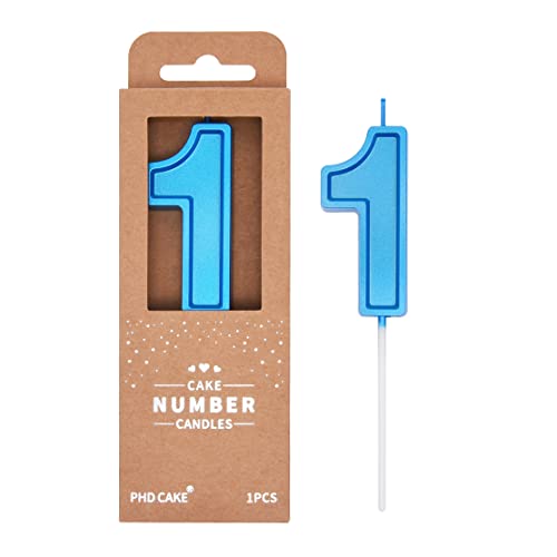 PHD CAKE 2.76 Inch Luxe Blue 1 Number Birthday Candles Blue Number Candles Cake Number Candles Party Celebration