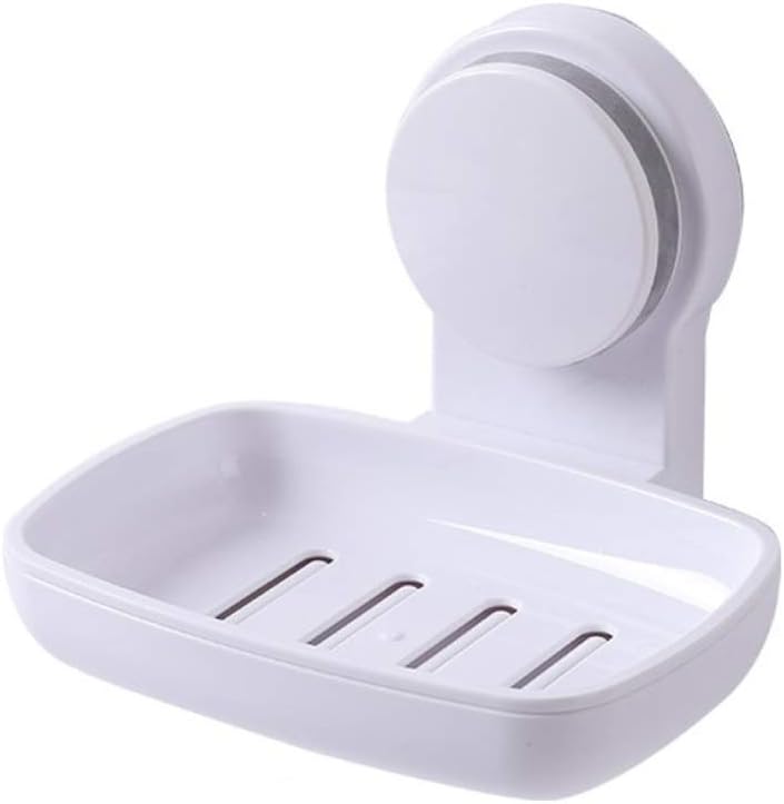 Formemory Soap Dish Holder, Super Suction Cup Soap Saver Wall Mounted for Bathroom Shower Soap Box Storage Organizer Rack, No Hole Installation (Single layer)