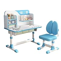 Reheyre Children Study Desk and Chair Set, Pink Desk Set with Adjustable Height, Drawers and Storage, Cartoon Pattern Childs Learning Tables and Chairs for Kids, Girls