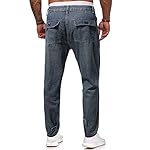 Mens-Casual-Straight-Solid-Buckle-Zipper-Denim-Long-Pants-Trousers-Pants