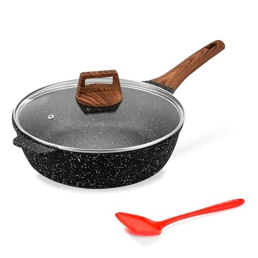 ESLITE LIFE Nonstick Deep Frying Pan with Lid, 5 Quart/11 Inch Granite Coating Skillet Sauté Pan, Compatible with All Stovetops (Gas, Electric & Induction), PFOA Free