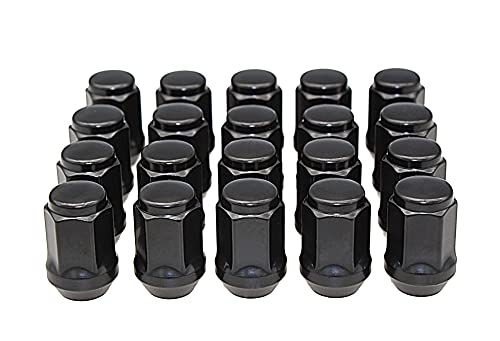 TCP Hardware Group 1 2-20 Lug Nuts Black with Hex Tuner, 1.4 inches Length with Cone Seat, Compatible with Jeep Grand Cherokee Wrangler Liberty, Explorer Ranger Mustang, Dodge Dakota, Set of 20