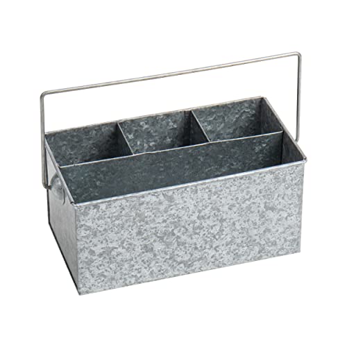 Mind Reader Utensils Caddy, Serve Ware Holder Basket, Condiment Organizer W| Handle, Forks, Spoons, Knives, Dining Table, Countertop, Kitchen, One Size, Silver Galvanized #TOP6