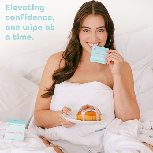 Image of Sweetums Feminine Wipes For Women, Individually Wrapped - pH Balanced Biodegradable Flavored Intimate Wipes - Cinnamon Bun, Pack of 10