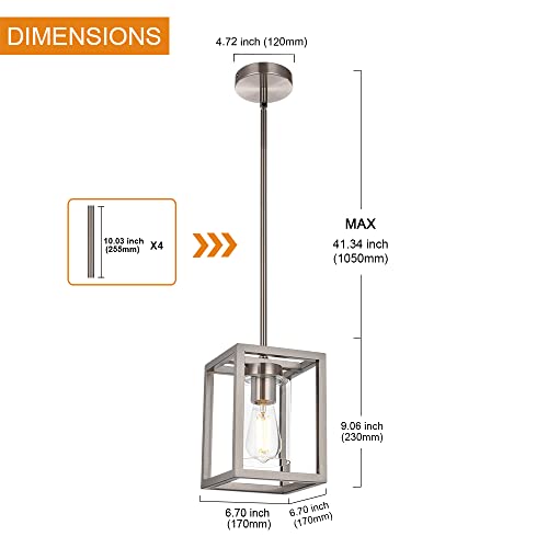 Image of One Light Chandeliers Fixture Brushed Nickel Modern Pendant Kitchen Lighting with Clear Glass Shade Dining Room Lighting Fixtures Hanging Contemporary Lamp Semi Flush Mount Ceiling Lights