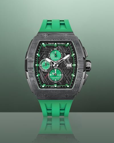 Image of Tsar Bomba Mens Watches Quartz Wristwatch for Men Waterproof 50M Analog Luxury Tonneau Chronograph Calendar Date Men's Dress Business Work Watch Gift for Men