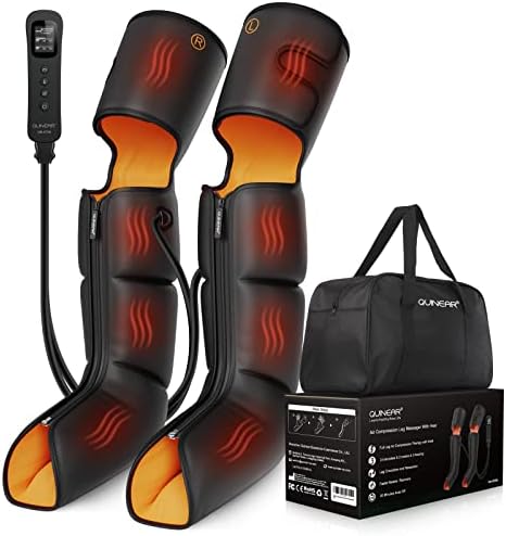 QUINEAR Leg Massager, 3-in-1 Foot Calf & Thigh Massager with Heat and Compression Therapy, Leg Massage Boots for Wollen Legs, Edema, RLS Pain Relief