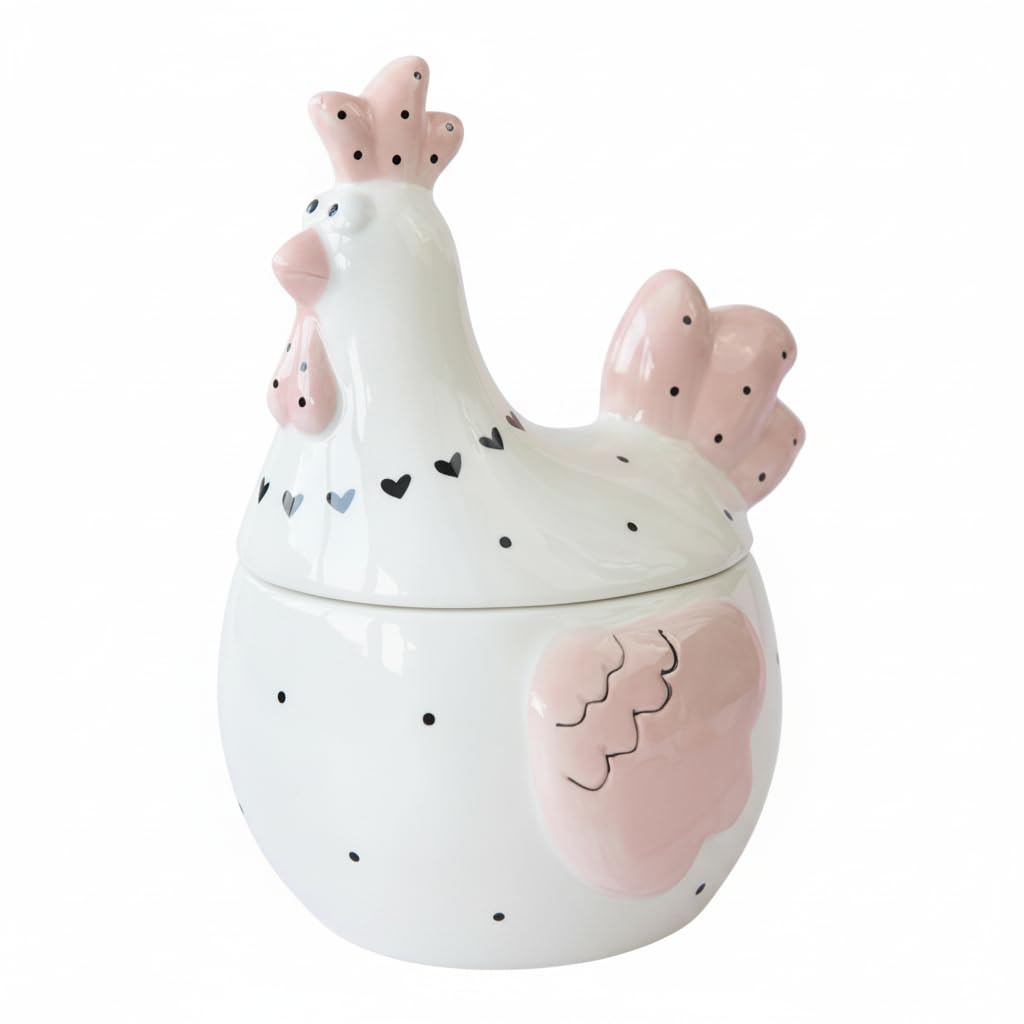 Perodlly Chicken Cookie Jar, Ceramic Rooster Cookie Jar - Funny Chicken Storage Container For Jewelry, Stationery, Snacks & Small Items..