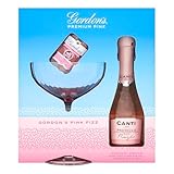 Gordon's Pink Gin Gift Set - Includes Gordon's Gin 5cl Alchol Minature, Canti Rose Prosecco D.O.C 20cl & Glass, Prosecco Gifts for Women, Birthday, Valentines Day