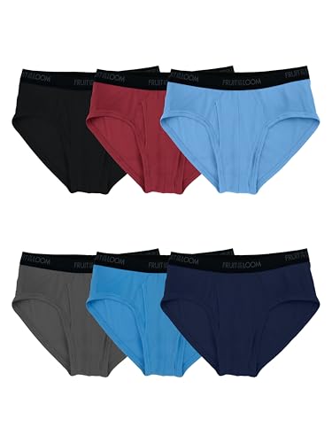 Fruit of the Loom Men's Underwear Briefs, Tag Free & Moisture Wicking, Assorted Color Multipacks, 6 Pack - Assorted Solids, Medium