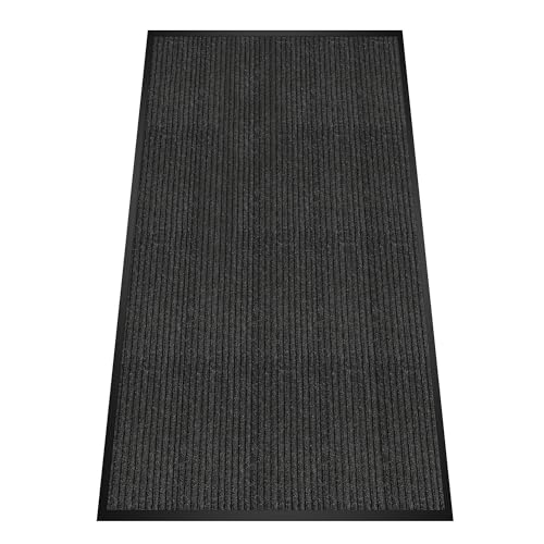 3x8FT Commercial Indoor Outdoor Door Mat Heavy Duty Front Door Mat Ultra Absorbent Muddy Dirt Resist Welcome Door Mats Rubber Backing Non Slip Doormat for Entryway High Traffic Area(Black)