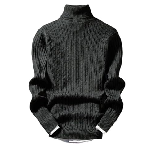 Men's High Neck Thick Warm Sweater Turtleneck Slim Fit Pullover Double Collar Chunky Knit