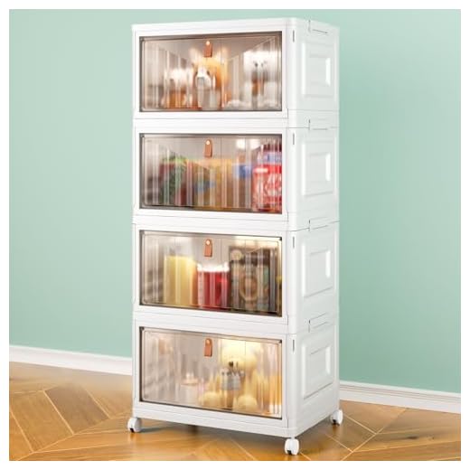 4 Tier Stackable Plastic Storage Bins with Lid and Wheels - 23 QT Closet Organizers and Storage, Foldable Storage Containers, Organization and Storage Boxes for Craft, Home, Pantry, Office, Dorm